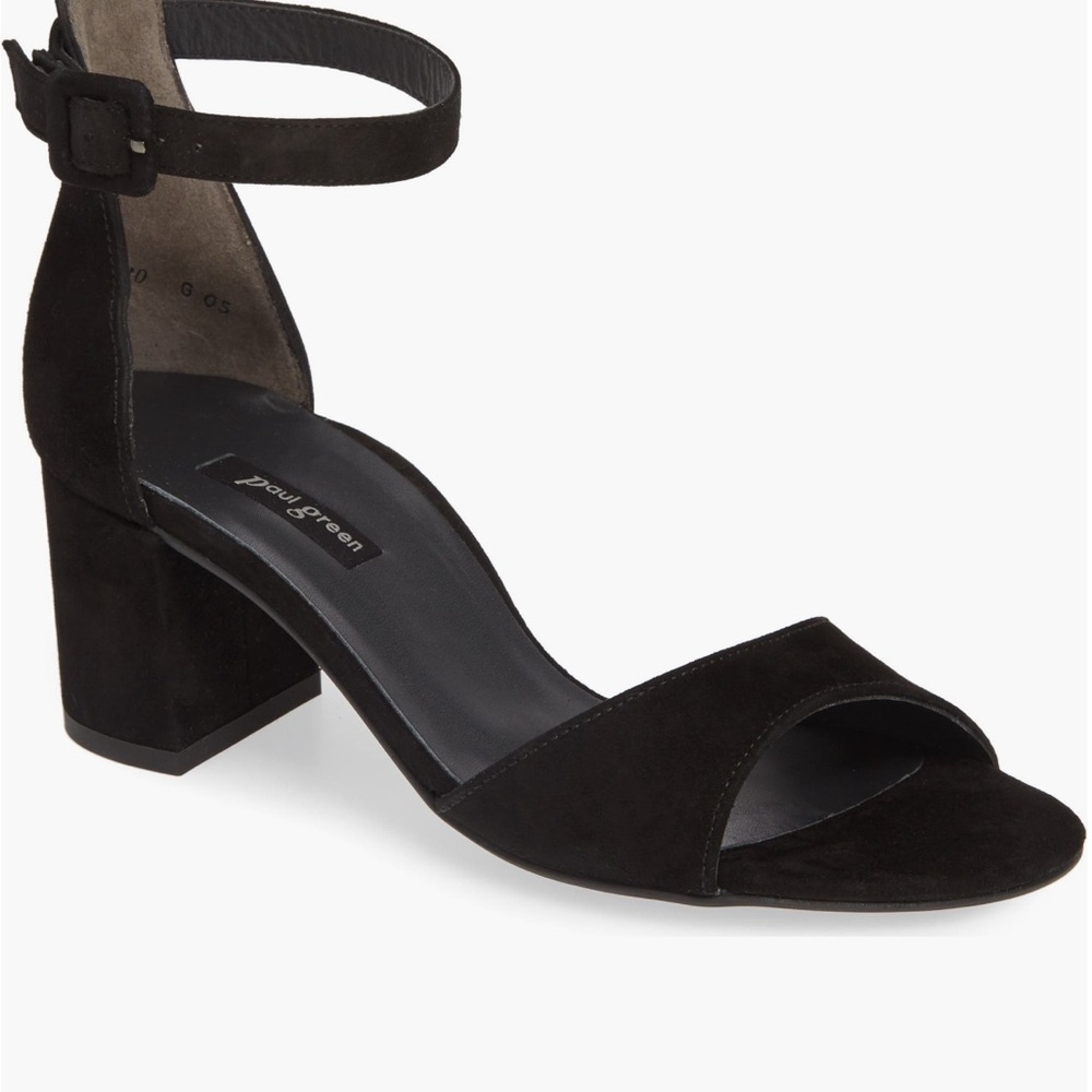 Paul Green Black Suede Block Heel Sandals